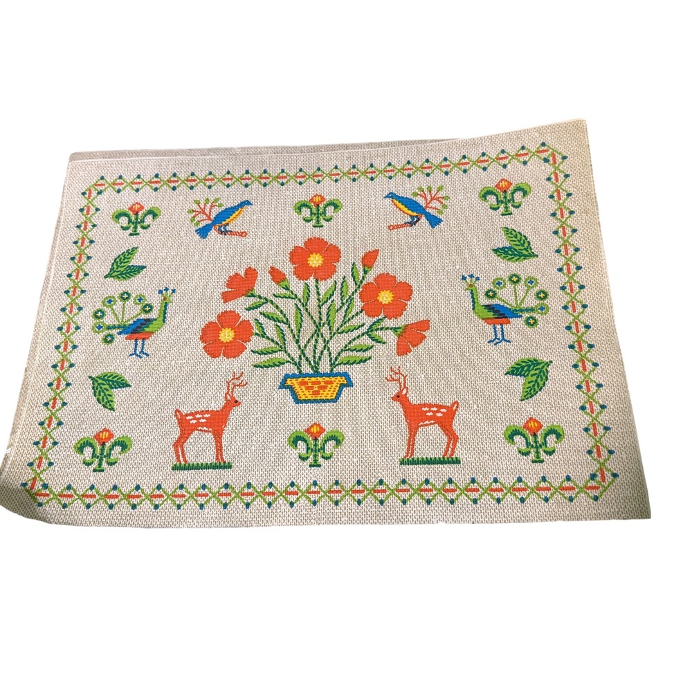 Vintage Valcour Pak Paper Place Mats 39 Count Folk Art Deer Peacock Floral 14x10
